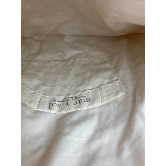 MAR Y SOL Tan Straw Raffia Fruit Embellished Round Zip Up Clutch Handbag - Picture 5 of 6